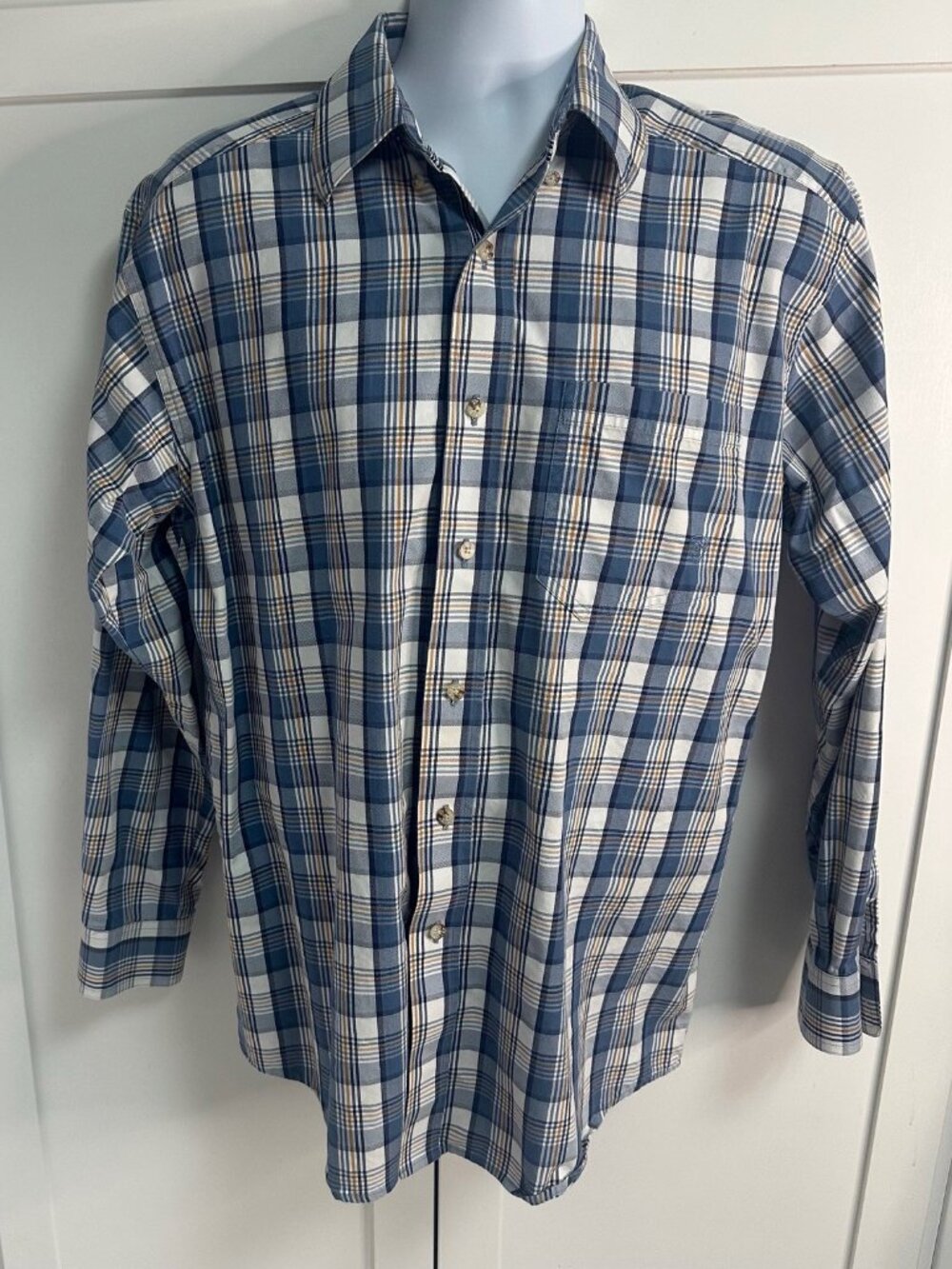 Ariat Men's Pro Series Long Sleeve Blue Plaid Shirt Large Western
